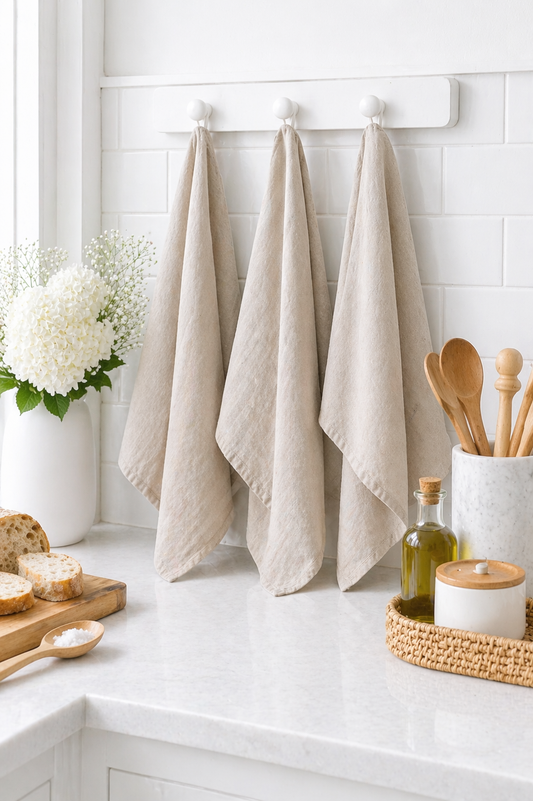 Pure French Linen Tea Towel - Natural