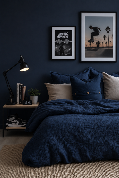 Pure French Linen Cushion Cover - Navy