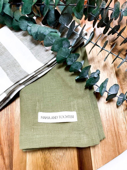 Pure French Linen Tea Towel - Olive