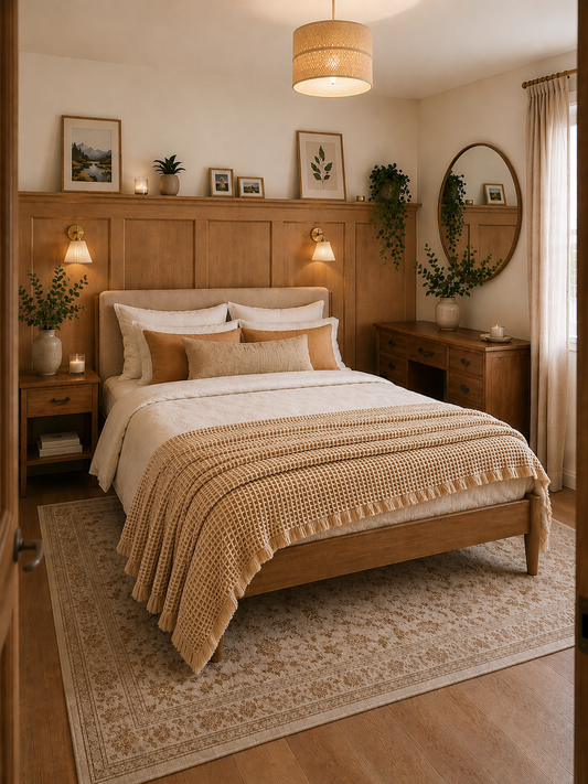 Organic Cotton Rustic Waffle Throw Blanket - Light Rust - King Size