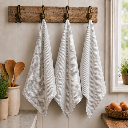 Pure French Linen Tea Towel - Pinstripe