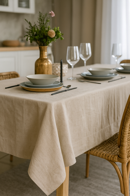 Pure Linen Tablecloth 210 x 240 cm - Natural