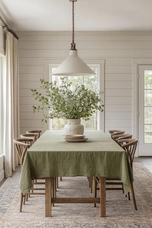 Pure Linen Tablecloth 210 x 240 cm - Olive