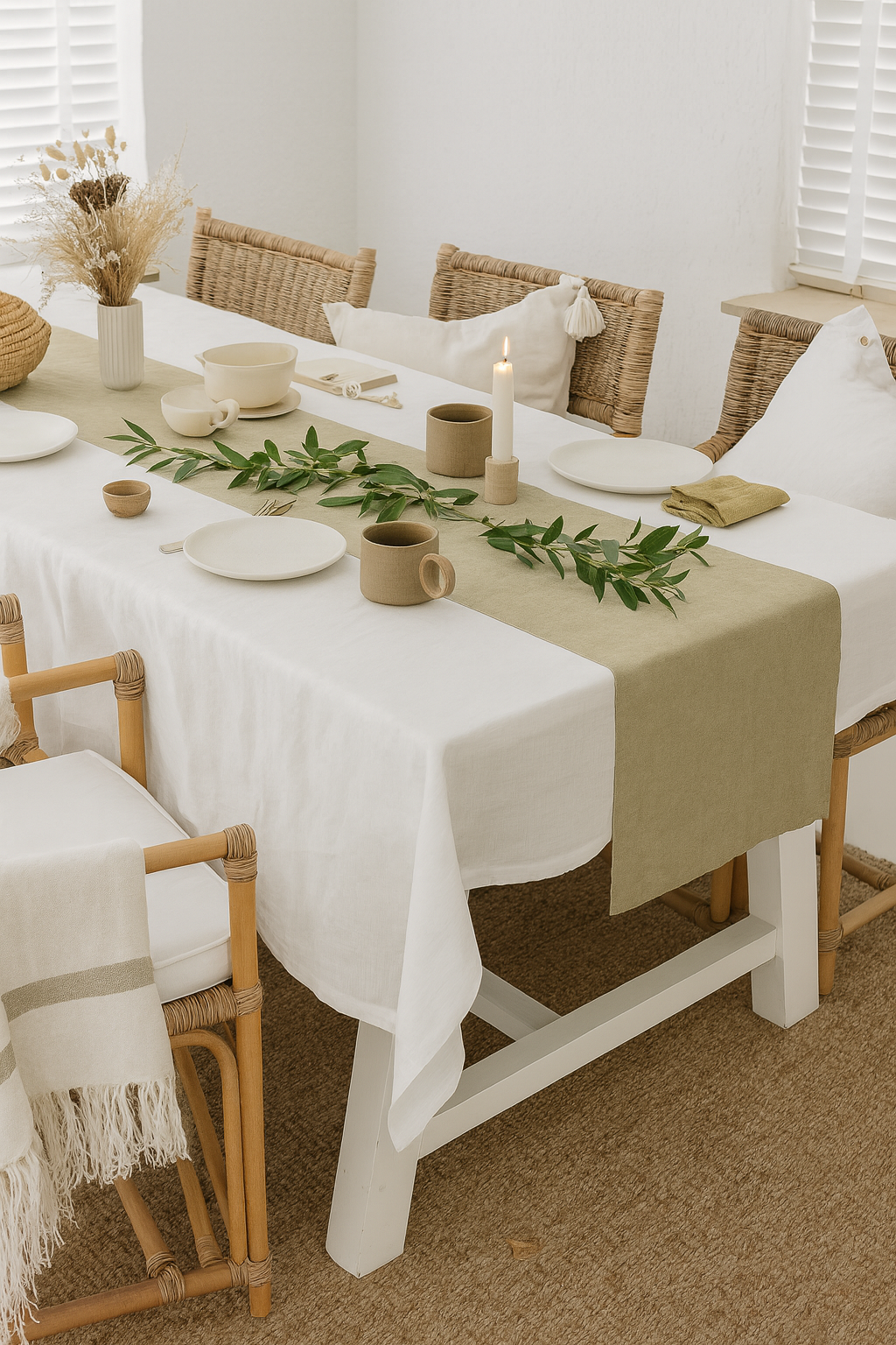 Pure Linen Tablecloth 210 x 240 cm - White