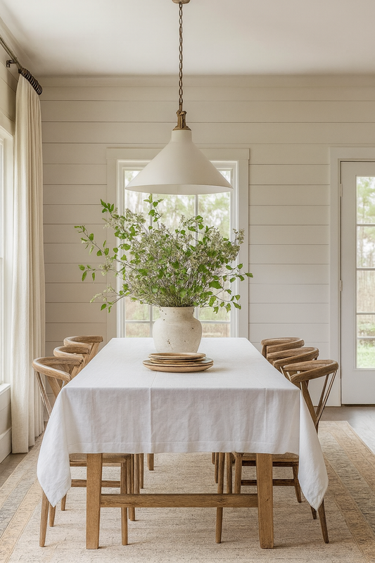 Pure Linen Tablecloth 150 x 180cm - White