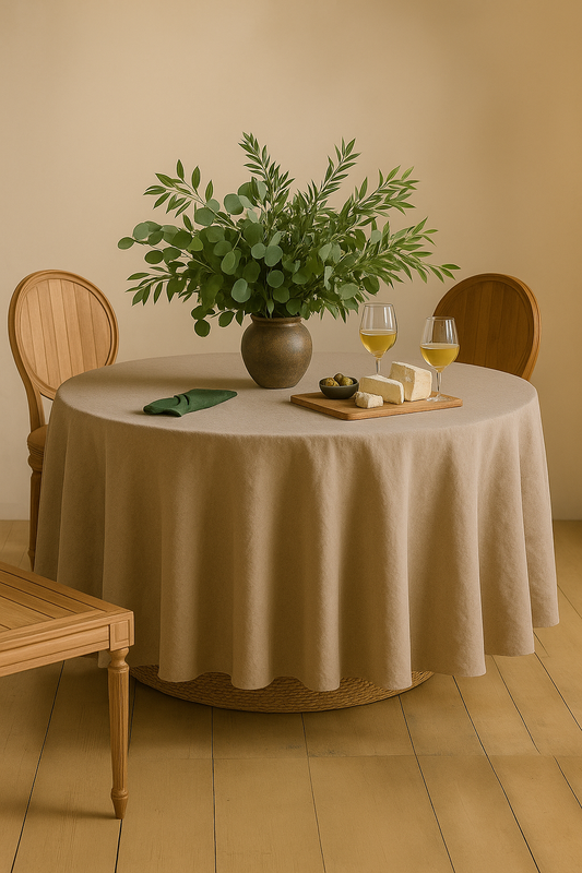 Pure Linen Tablecloth 150cm Round - Natural