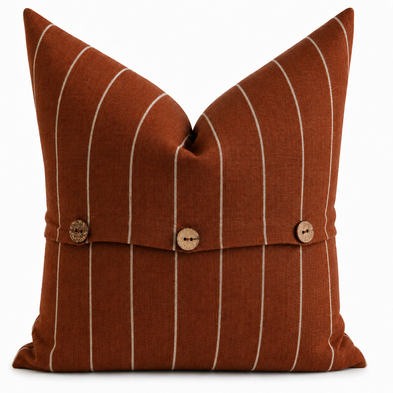 Pure French Linen Cushion Cover - Rust Stripe