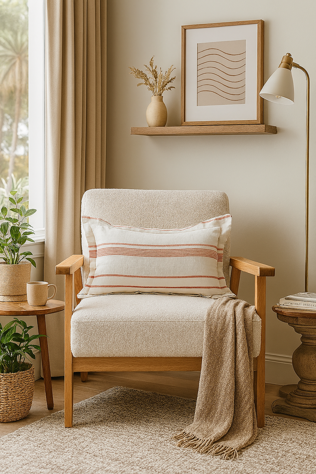 Pure French Linen Lumbar Cushion Cover with Flange Detail - Rust Stripe
