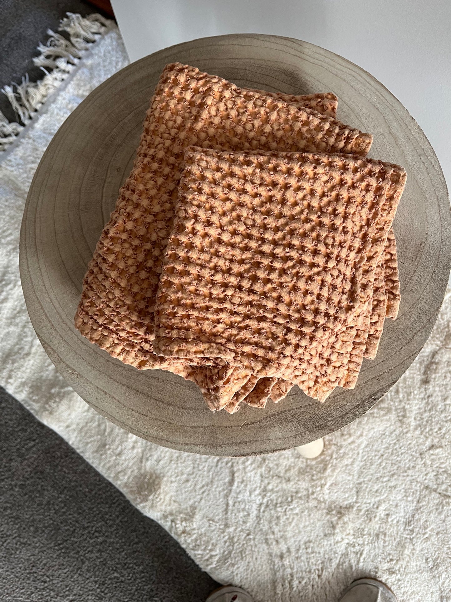 100% Organic Cotton Rustic Waffle Face Cloth - Rust