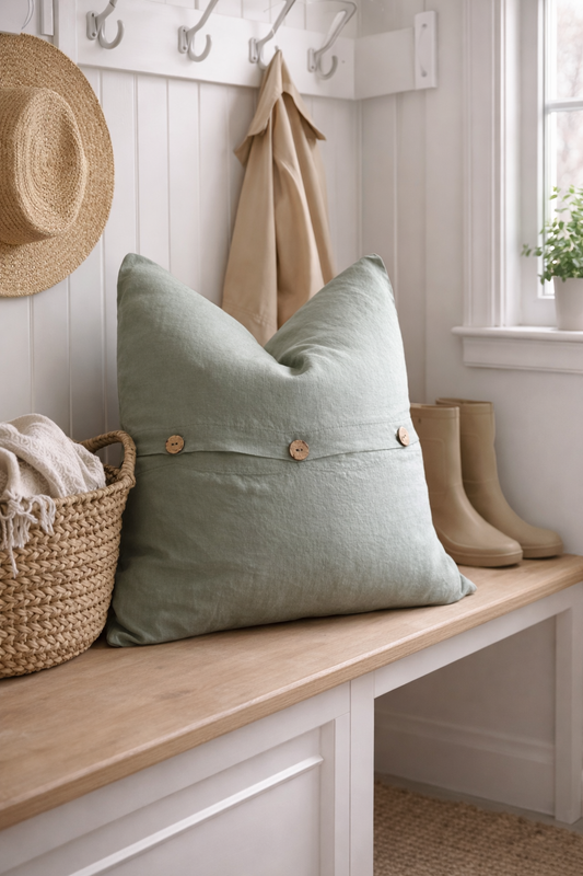 Pure French Linen Cushion Cover - Sage