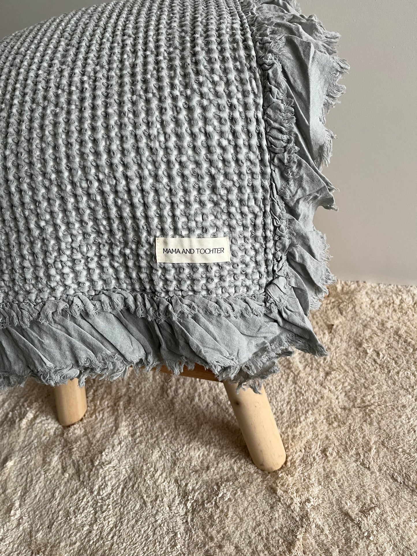 Organic Cotton Rustic Waffle Throw Blanket - Slate Grey