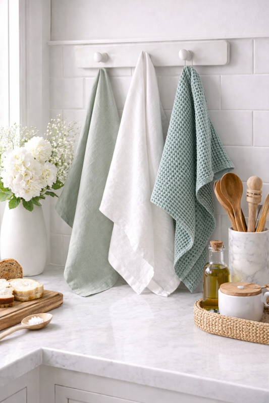Pure French Linen Tea Towel - Sage