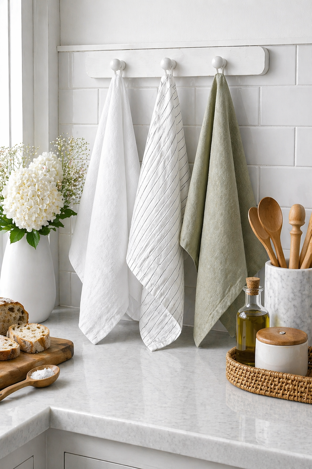 Pure French Linen Tea Towel - Pistachio