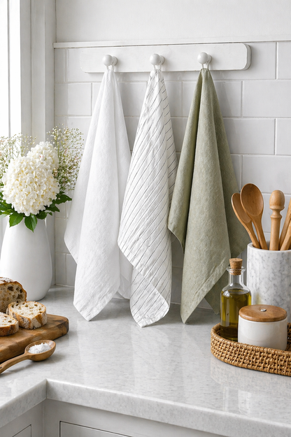 Pure French Linen Tea Towel - Pistachio