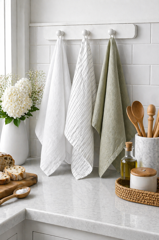 Pure French Linen Tea Towel - Pistachio