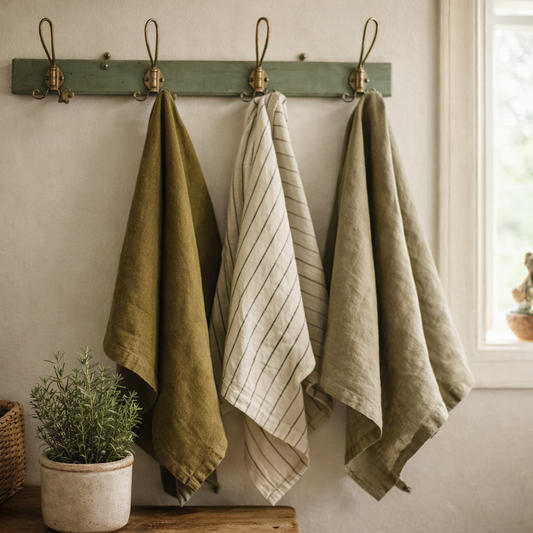 Pure French Linen Tea Towel - Olive