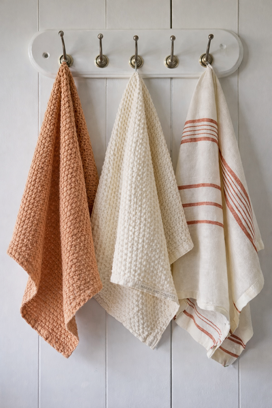 100% Organic Cotton Rustic Waffle Tea Towel Extra Large - Rust