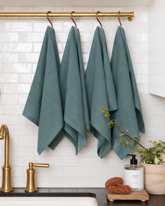 Pure French Linen Tea Towel - Teal