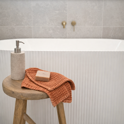 100% Organic Cotton Rustic Waffle Face Cloth - Terracotta