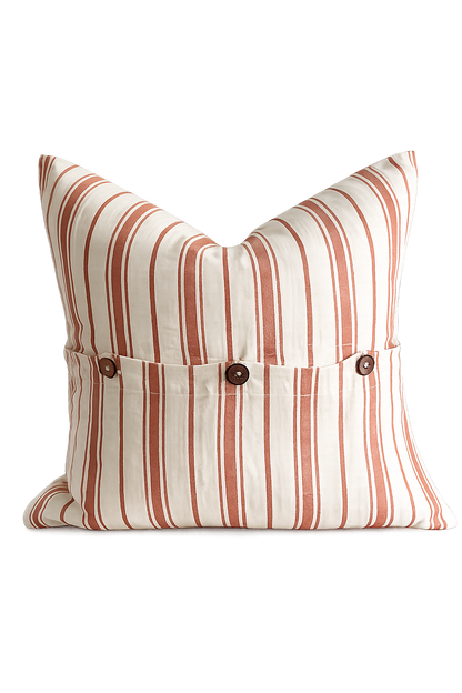 Pure French Linen Cushion Cover - Terracotta Stripe