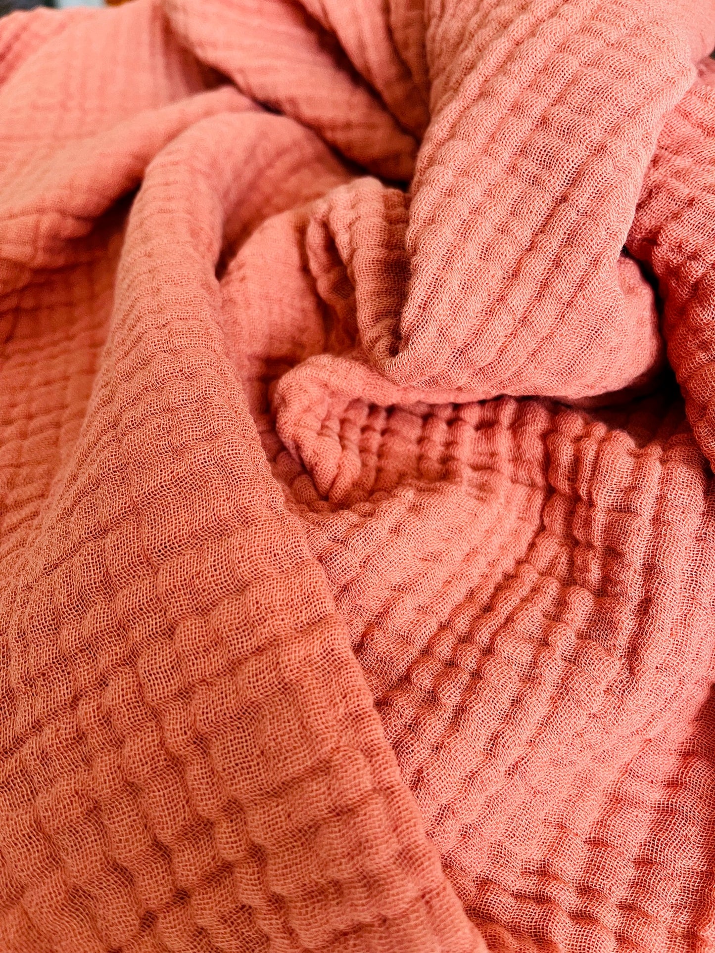 Organic Cotton Muslin 4 Layer Throw Blanket - Terracotta