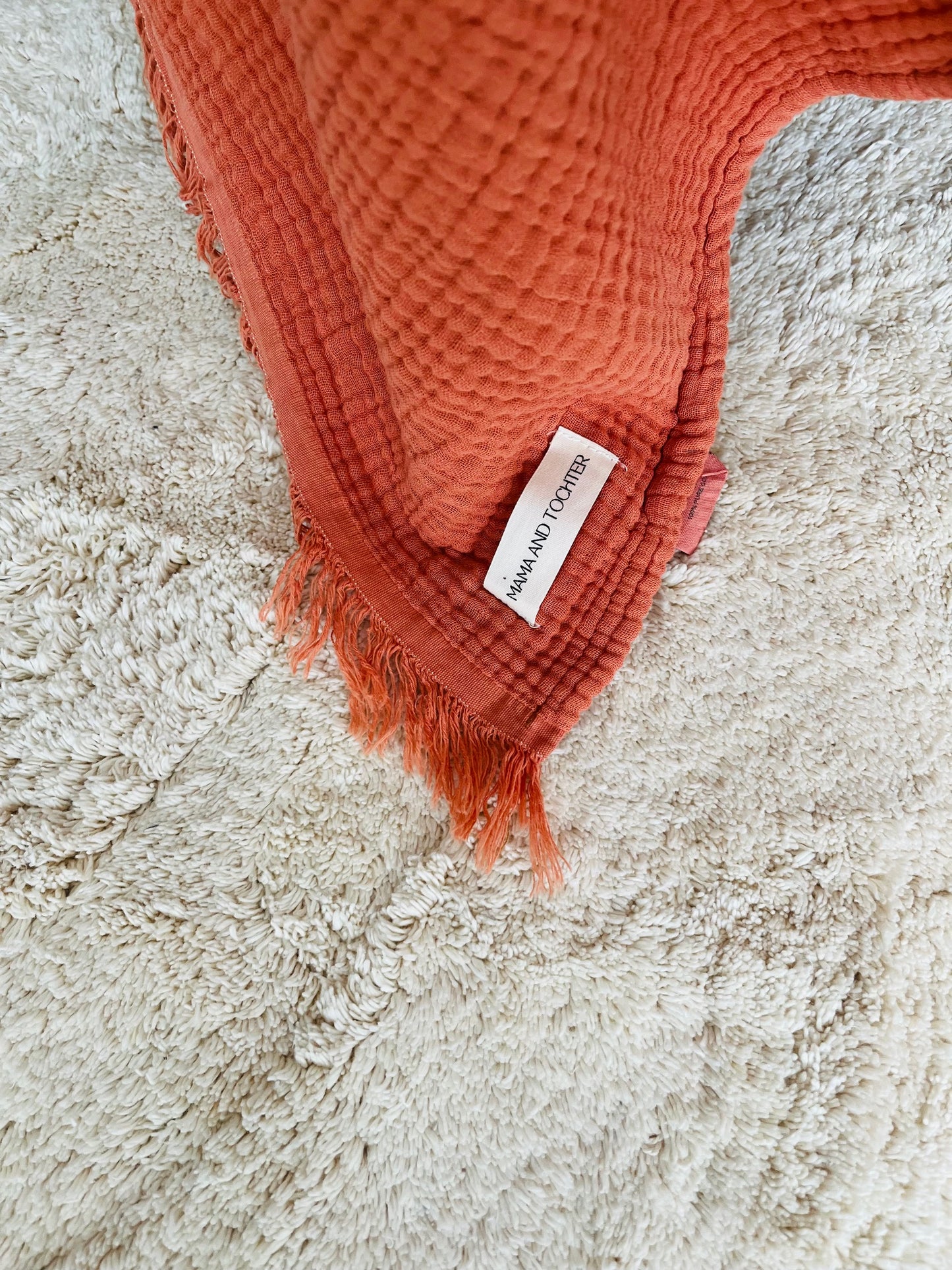 Organic Cotton Muslin 4 Layer Throw Blanket - Terracotta