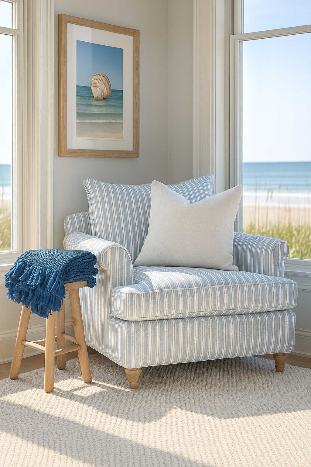 Organic Cotton Rustic Waffle Throw Blanket - Blue