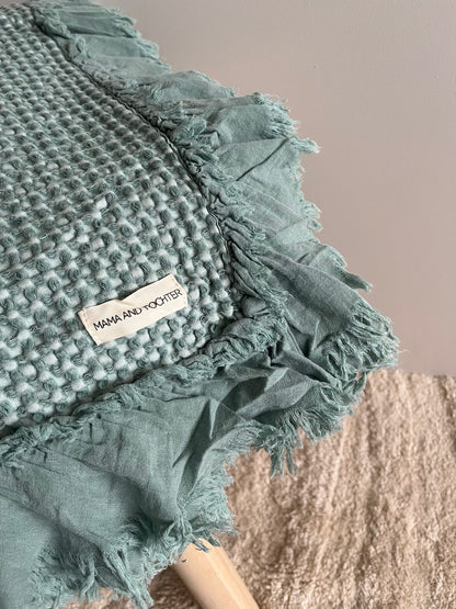 Organic Cotton Rustic Waffle Throw Blanket - Sea Green