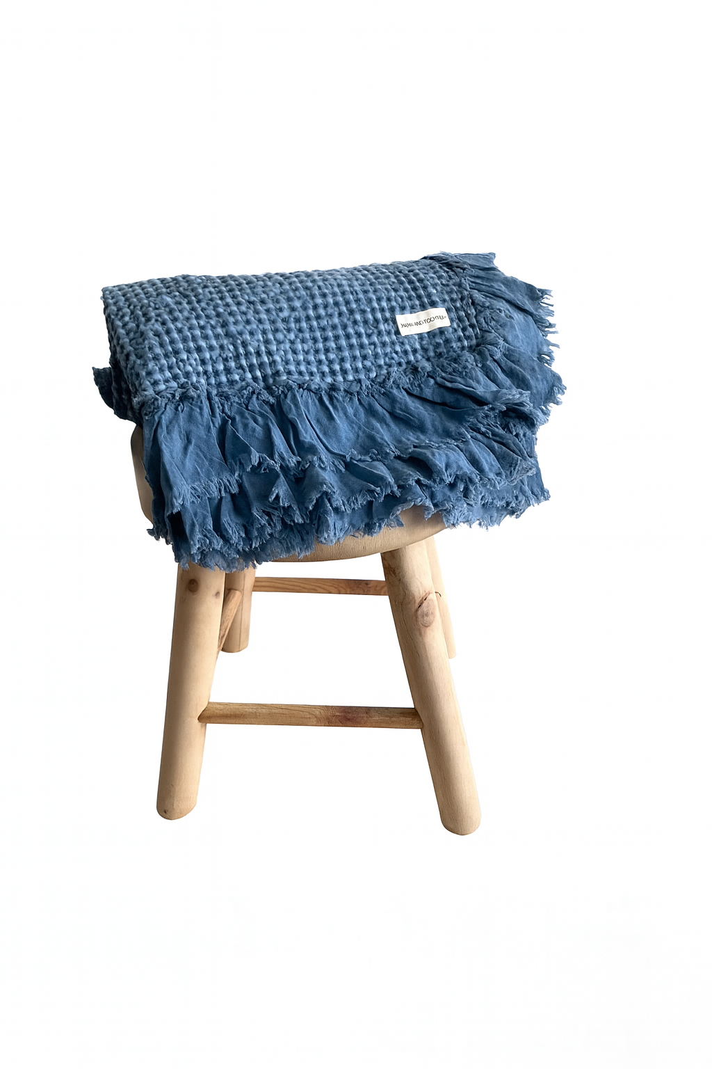 Organic Cotton Rustic Waffle Throw Blanket - Blue