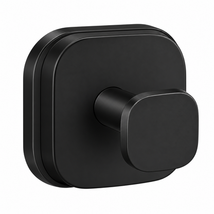 Stainless Steel Suction Cup Removable Wall Mount Hook - Black - Square