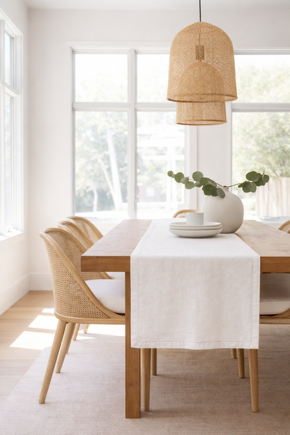 French Linen Table Runner - White