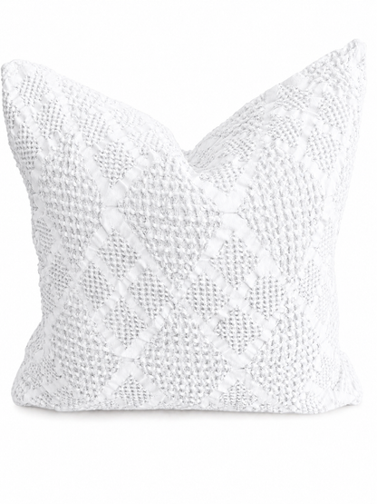 Organic Cotton Waffle Textured Cushion Cover - White - 45 x 45cm