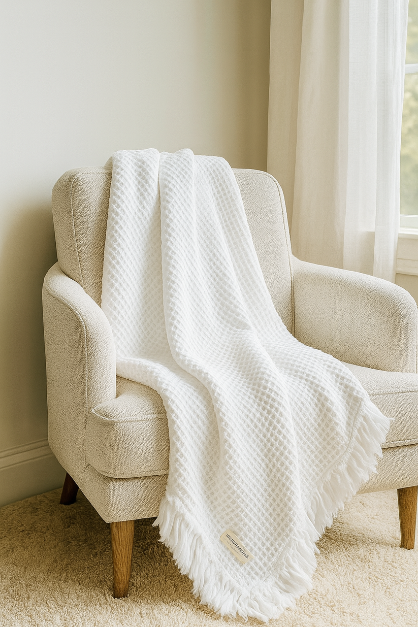 Organic Cotton Rustic Waffle Throw Blanket - White – Mama and Tochter