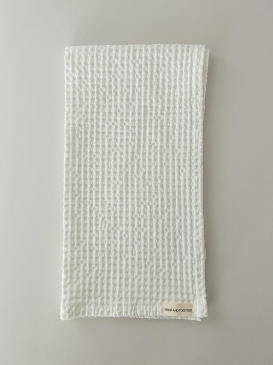 100% Organic Cotton Rustic Waffle Tea Towel - White