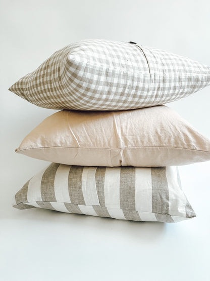 Linen Cushion  - Wide Natural Stripe