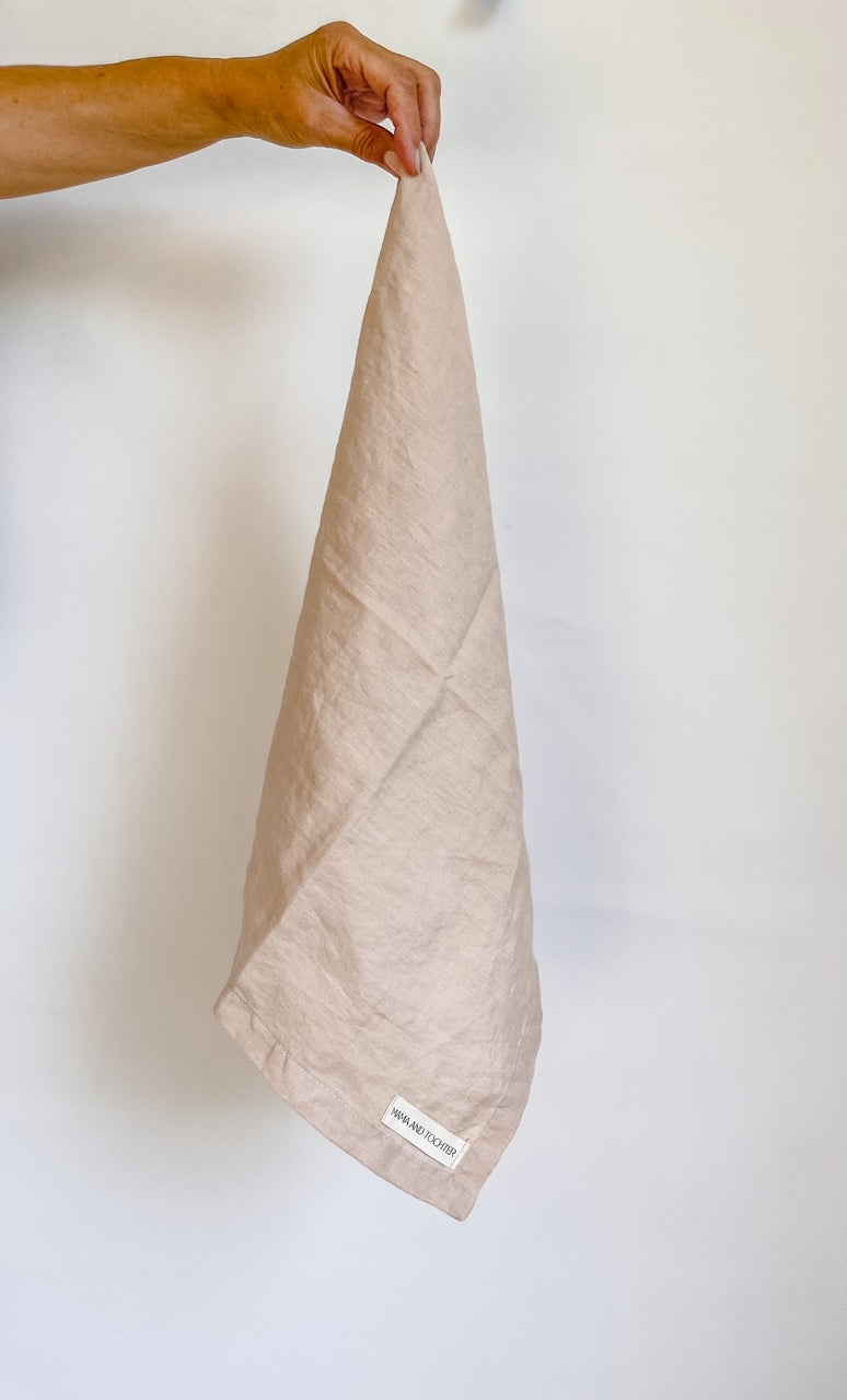 Pure French Linen Tea Towel - Light Clay