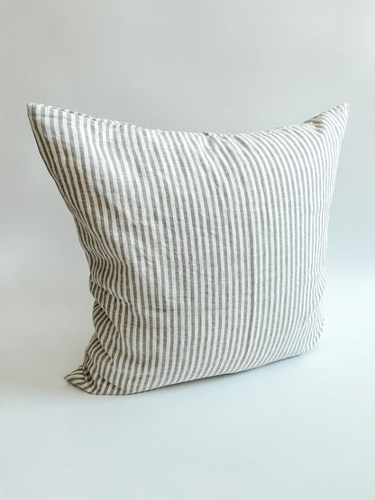 Linen Cushion - Grey Stripe