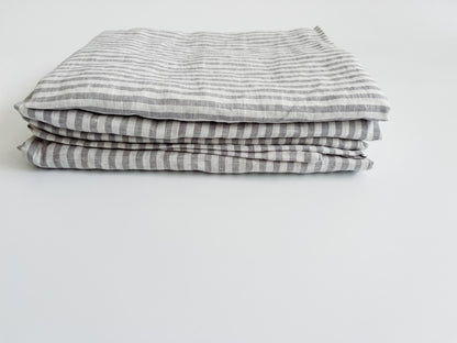 Pure French Linen Tea Towel - Grey Stripe