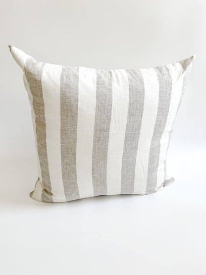 Linen Cushion  - Wide Natural Stripe