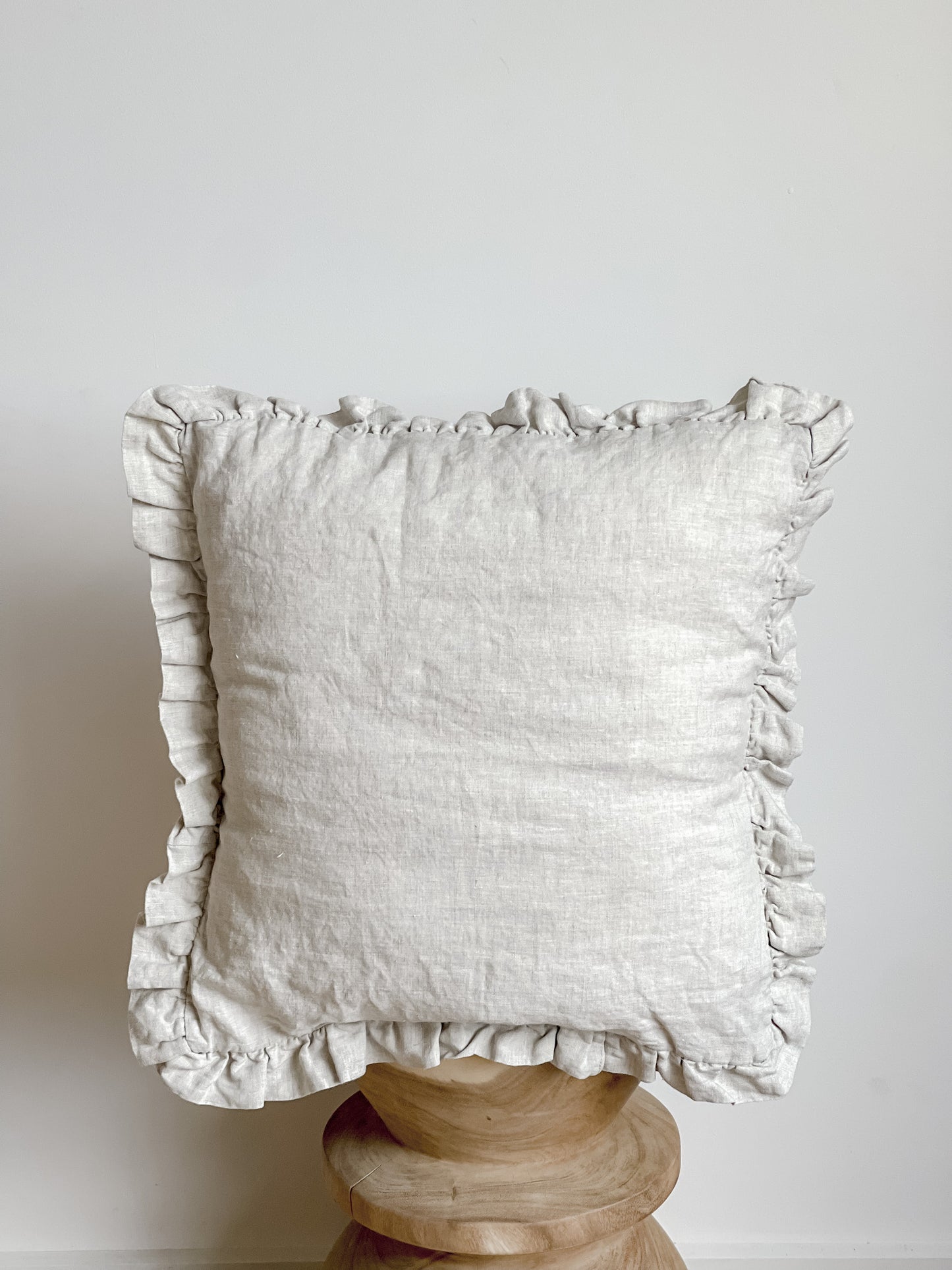 Linen Ruffle Cushion - Natural