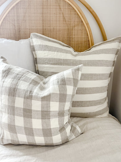 Linen Cushion - Natural Gingham