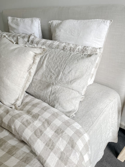 Pure Linen Quilt Set - Natural Gingham