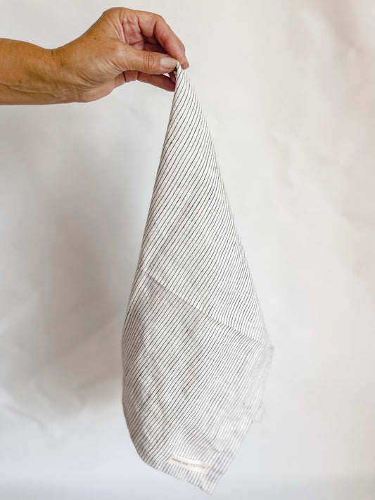Pure French Linen Tea Towel - Pinstripe