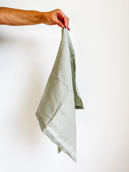 linen teatowel, teatowel, pure linen, kitchen bakeware, coastal interiors, pistachio colour teatowel, green teatowel, 