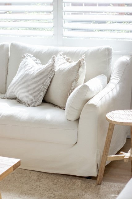 Pure Linen Ruffle Cushion Cover - Natural