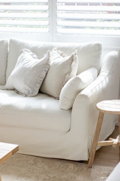 Pure Linen Ruffle Cushion Cover - Natural