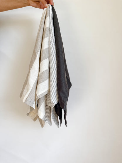 Pinstripe linen tea towel, linen tea towel, pure linen tea towel, striped tea towel, striped linen tea towel, black and white pinstripe tea towel, kitchen towel, linen kitchen towel, kitchen dishcloth, linen dishcloth